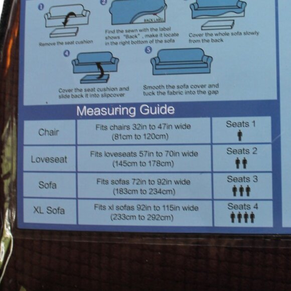 Furniture Sofa Cover H.VERSAILTEX Stretch 2 Piece Brown New in Package - Picture 6 of 6